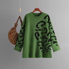 Jacquard Leopard Knitted Sweater