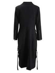 Multi Pockets Lapel Covered Button Trench Coat