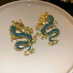 Retro Zodiac Dragon Earrings