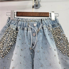 Vintage Diamond High Waist Denim Shorts