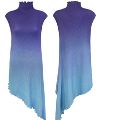 Gradient Turtleneck Casual Pleated Dress