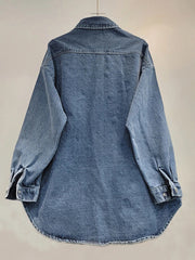 Diamond Pocket Long Sleeve Loose Denim Shirt