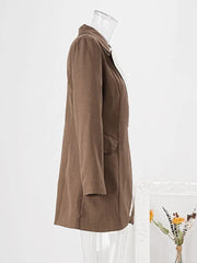 Slanted Collar Overlapping Color Block Coat