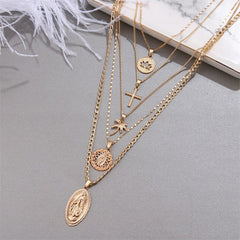 Golden Multi-Layer Pendant Necklace