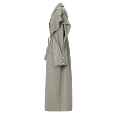Irregular Loose Drawstring Waist Cinched Trench Coat