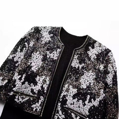 Sequins Buttonless Short Jacket