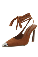 Square Head Shallow Mouth Strap Stiletto Pumps