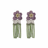 Retro Flower Tassel Diamond Earrings