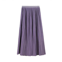 Classic Solid Pleated  A-Line Skirt