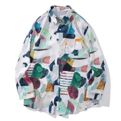 Multicolor Patch Design Oversized Shirt