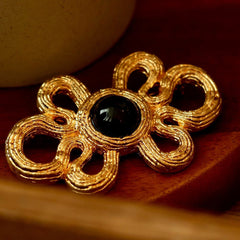 Pre Order: Black Agate Brushed Clouds Brooch Earrings