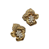 Medieval Pearl Camellia Clip Earrings