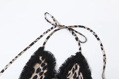 Pre Order: Backless Leopard Print Halter Hollow Out Maxi Dress