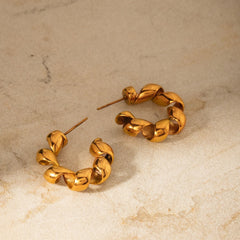 Geometric Twisted Titanium Steel Hoop Earrings