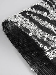 Silver Sequins 3D Strapless Feather Dress