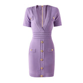 Taro Low V-Neck Knitted Dress
