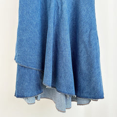 Pre Order: Blue Splicing Irregular High Waist Denim Skirt