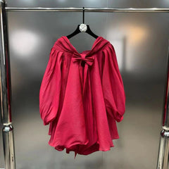 Pre Order: Bowtie Lantern Sleeve Fluffy Mini Dress