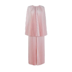 Solid Pleated Sleeveless Top + Wide Leg Trousers