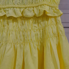 Yellow Pleated Cropped Top + A-Line Pleated Skirt Set