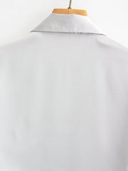 Satin Short Sleeved Cropped Shirt + High Waisted Skirt