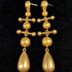 Retro Beads Silver Needle Earrings