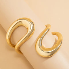 Irregular Chunky Hollow Out Metal Spring Cuff Bracelet