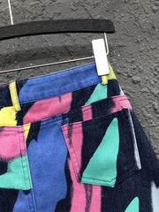 Rainbow High Waist Hip Hugging Mini Skirt