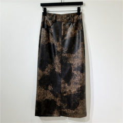 Tie Dye Leather Hip Hugging Skirt