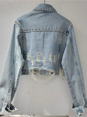 Pre Order: Broken Holes Rivet Single Breasted Short Jacket