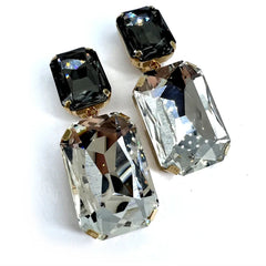 Oversized Rhinestone Choker Necklace + Earrings Set