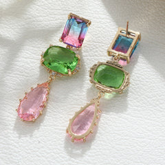 Retro Palace Water Drop Crystal Tassel Earrings