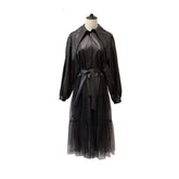 Mesh Stitching PU Jacket Dress