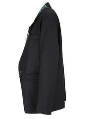 Pre Order: Black Printed Loose Blazer