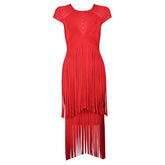 Pre Order: Backless Fringe Bandage Dress