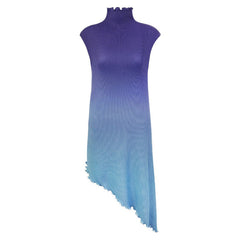 Gradient Turtleneck Casual Pleated Dress