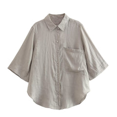 Solid Loose Short Sleeve Shirt + Wide Leg Shorts Set