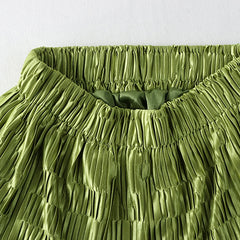 Vintage Tie Split Pleated A-Line Midi Skirt