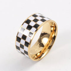 Waterproof Checkerboard Chunky Ring