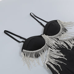 Diamond Tassel High Waist Slit Dress