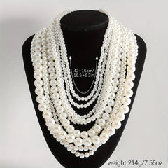 Elegant Multilayer Faux Pearl Necklace