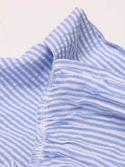 Striped Ruffled Edge Lace Up Irregular A-Line Skirt