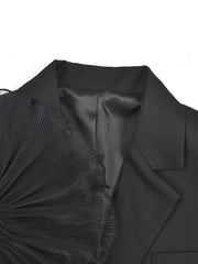 Spliced 3D Mesh Surround Straight Tube Suit Jacket