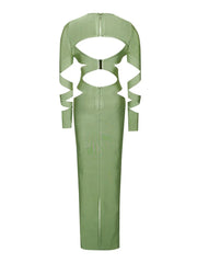Cross Hollow Out Back Split Bandage Long Dress