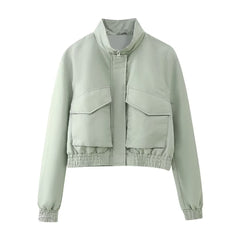 Solid Zipper Jacket + Skirt Set