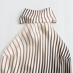 Silk Satin Texture Striped Backless Long Dress
