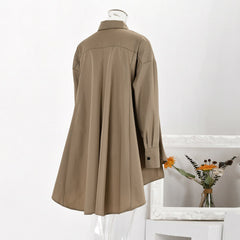 Solid Irregular Long Sleeve Casual Shirt