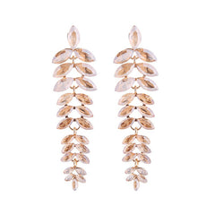 Multi-Layered Diamond Leaf Flower Earrings