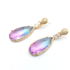 Gradient Purple Zircon Water Drop Earrings