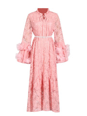 Solid Waist Length Embroidered Dress